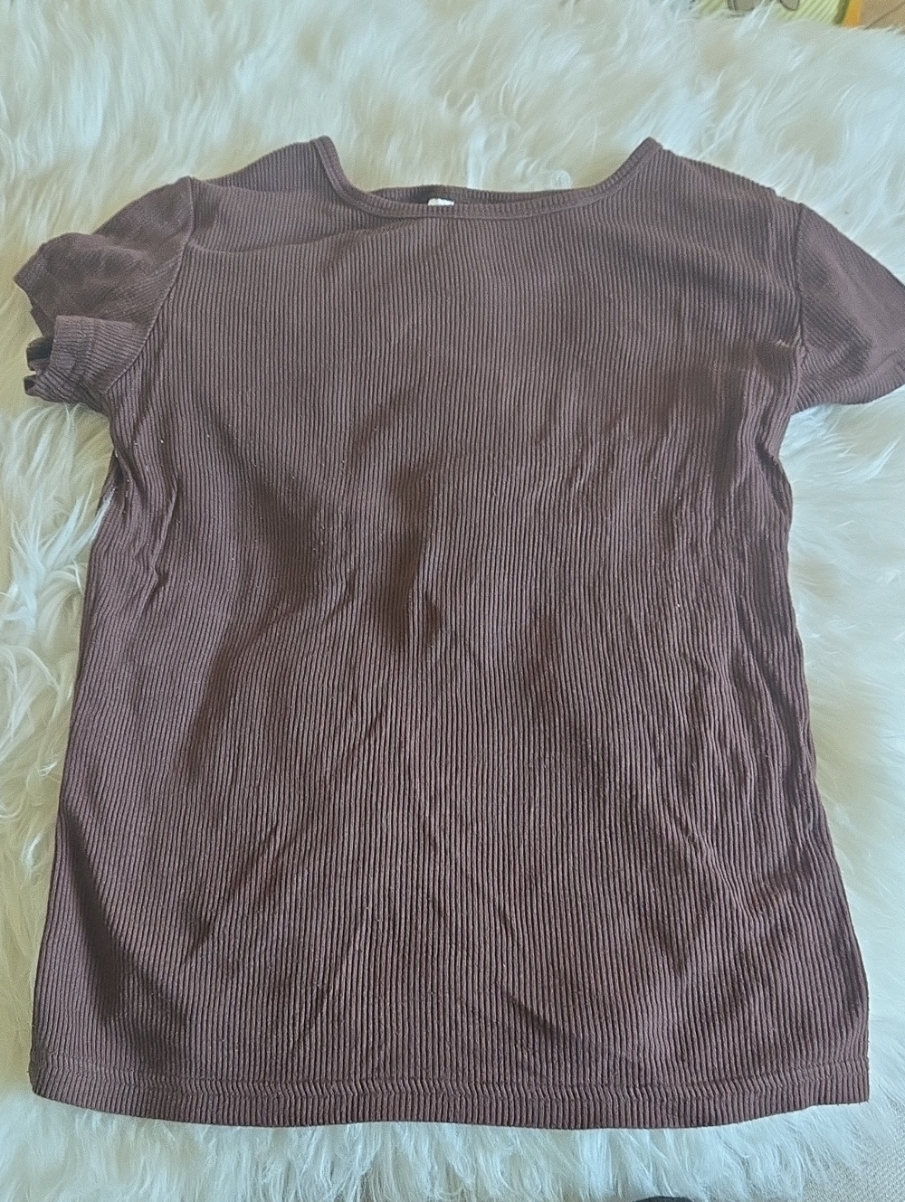 Women’s Ribbed Short Sleeve Tee in Deep Brown